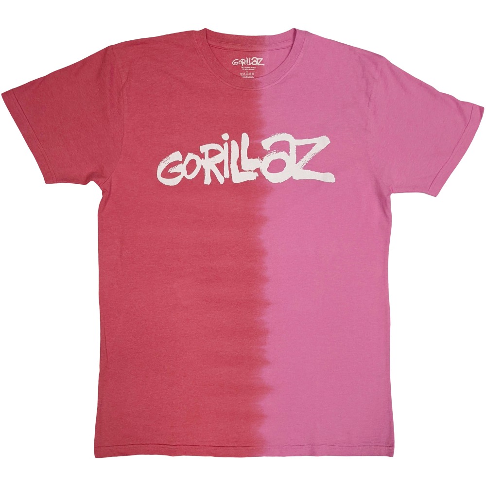 Gorillaz - TwoTone Brush Logo Heren Tshirt - Rood